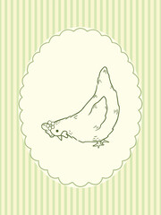 Cute chicken in pastel frame vector art