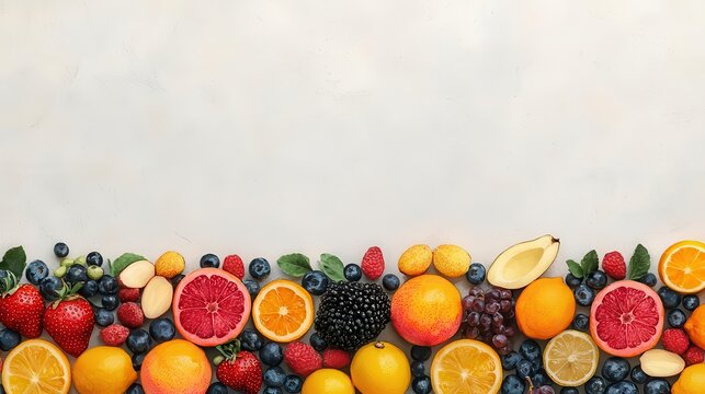 Colorful fruit assortment, handpainted watercolor, fresh market vibe