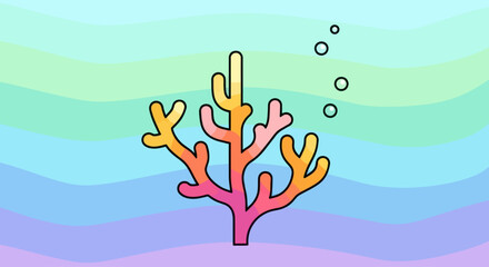 Vibrant underwater coral reef with colorful marine life and bubbles © Anis