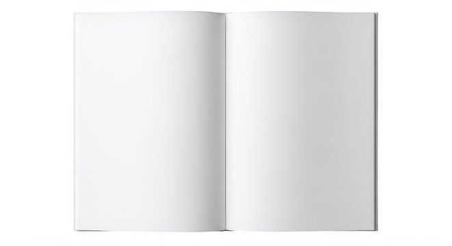A white book with blank pages isolated on transparent background