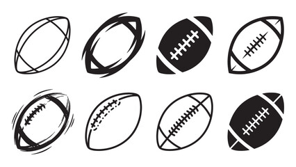 Fototapeta premium American Football Silhouette Icon Collection in Various Styles for Sports Branding League Logo and Graphic Design Applications