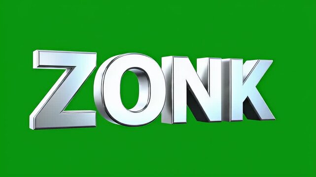 Zonk Metallic Logo Animation Green Background.