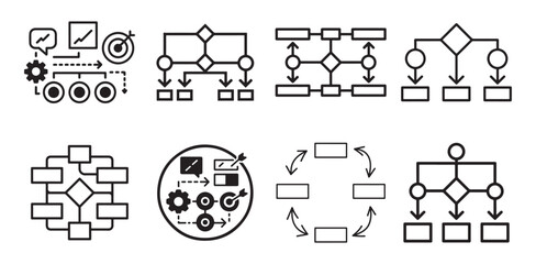 Cyclic process and circular workflow diagram icon set. vector illustration eps 10