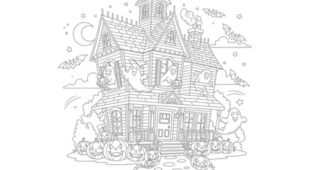 Spooky House Illustration with Fantasy Elements. © loxia stock image