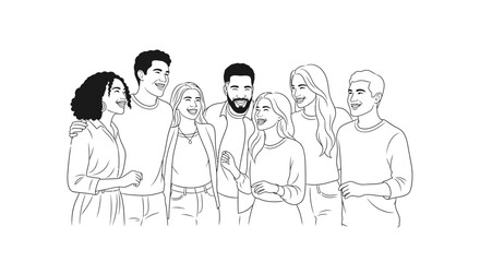 Group of Young Adults Standing Together.