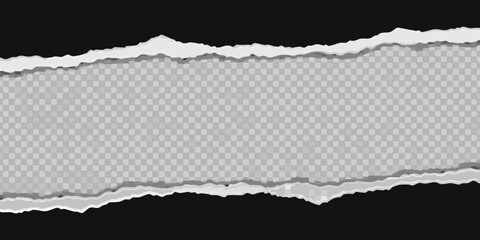 Torn paper edges reveal a transparent checkered background