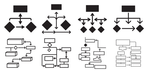 Data flow and network connectivity diagram icon set. vector illustration eps 10