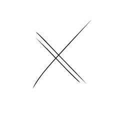hand drawn x mark on white background