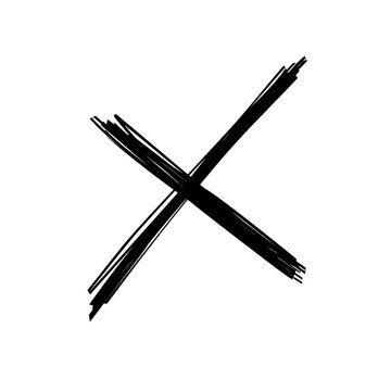 hand drawn x mark on white background