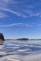 Frozen Astotin Lake in Autumn