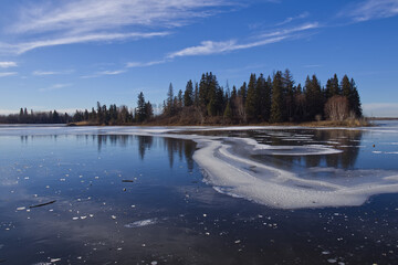 Frozen Astotin Lake in Autumn