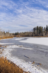 Frozen Astotin Lake in Autumn
