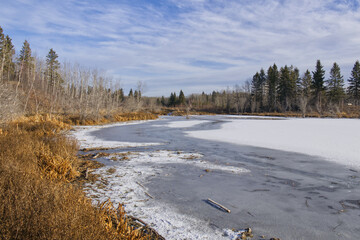 Frozen Astotin Lake in Autumn
