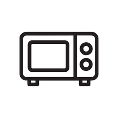 Microwave Oven Line Icon Vector On White Background 