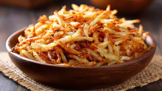 crispy shredded hash browns ready for breakfast
