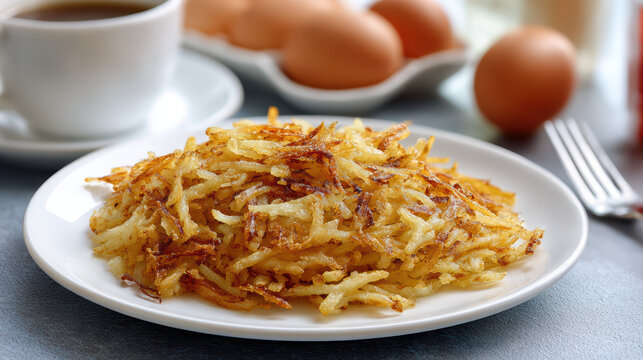 crispy shredded hash browns ready for breakfast