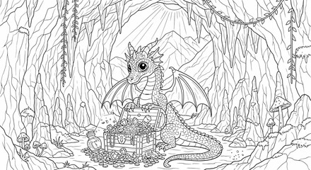 Dragon Illustration Fantasy Creature Mythical Being. © loxia stock image
