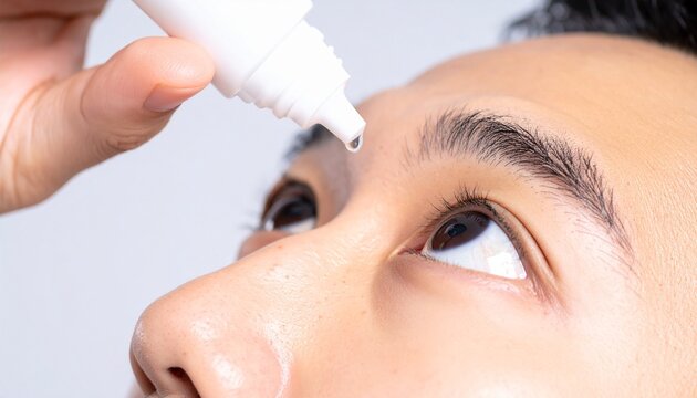 Eye drops being dropped in Eye - Eye strain medicine - Artificial Tears - Eye Strain - Pink Eye, Conjunctivitis, Glaucoma, Dry Eyes, Syndrome, Uveitis, Corneal Ulcer, Allergy, Hay fever, Itchy Eyes