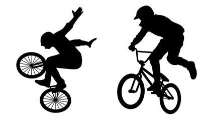 Naklejka premium silhouette of a man riding a bike