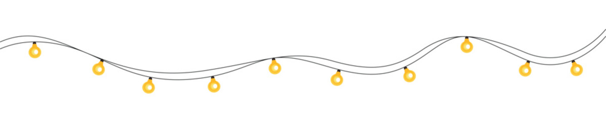Christmas lights vector illustration bright yellow glowing garland celebration decoration design element  © Icon_X