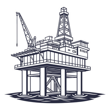 An oil rig with a crane on a platform