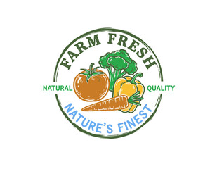 Farm fresh vegetable set design. Tomato, broccoli, bell pepper, carrot artwork. Organic natural vegan food. Local farm produce market design. Fresh qu