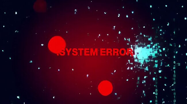 Digital glitch effect with glowing red text warning of system error