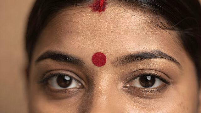 Forehead Close-Up with Bindi and Sindoor