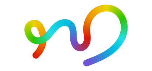 Obraz premium Colorful gradient wave swirl shaped like a playful heart loop, modern fluid ribbon style vector illustration.
