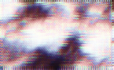Abstract vector colorful halftone dots glitch pattern. Vibrant spectrum background with pixelated blur textures.