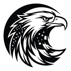 Fototapeta premium Black and white eagle head with stars