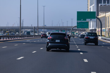 Large billboards for outdoor advertising and information boards along the roads and on the streets of the city Dubai. Background for design and advertising.