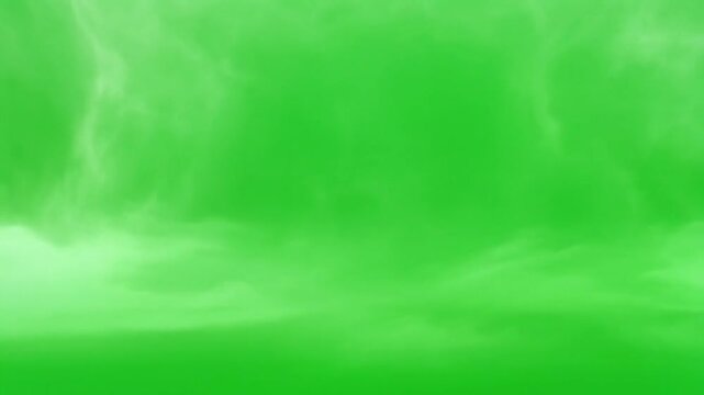 Ethereal green clouds drift across a vibrant sky, creating a surreal and atmospheric backdrop.