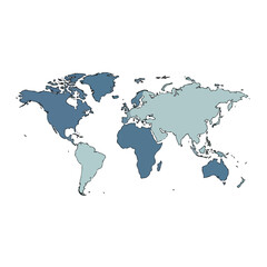 Obraz premium World Map Illustration with Blue Tones.