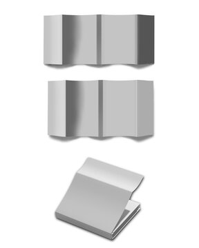 Blank unfolded open dust jacket or dust wrapper Mock up with clipping path isolated on white background. Ready for design magazine or book dust jacket. 3d illustration. vertical portrait orientation.