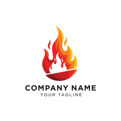 Fiery Logo Design with Flames and Abstract Shape.