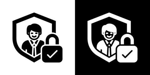 Fototapeta premium Privacy Protection Icon Set Vector Collection Isolated In Black And White