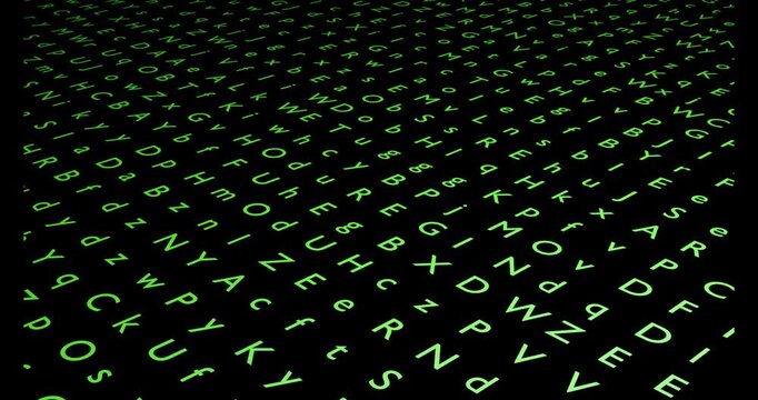 Flashing symbols fill the space, creating the effect of a digital flow, their movement forms a dynamic abstract pattern that immerses you in the atmosphere of cyberspace.