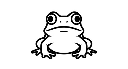 Obraz premium Simple black and white line drawing of a cartoon frog with large eyes.