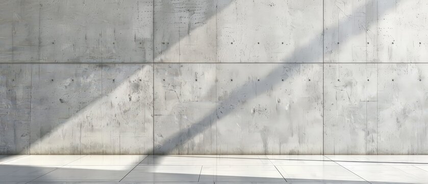 Modern concrete wall with soft daylight shadows and smooth industrial texture. Minimal neutral background for design, branding, or product presentation.