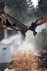 Obraz premium closeup of a house destruction. construction in a village in a mountainous area