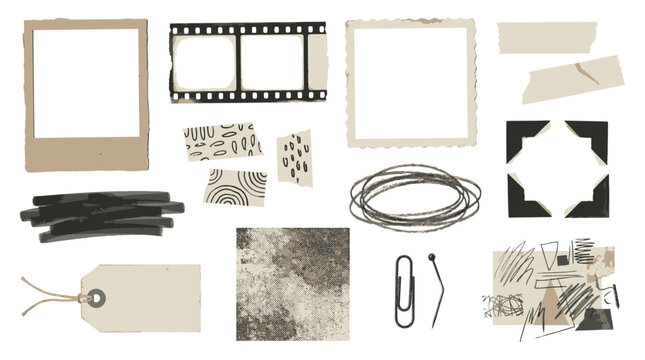 Vintage scrapbooking elements for creative design projects and photo albums