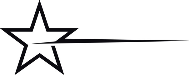 Stylized star with motion trail suggesting speed, shooting star, or dynamic movement in bold minimalist vector design. © PUTUL