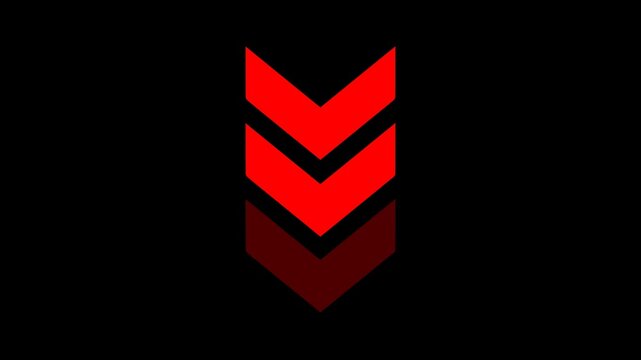 Red Downward Arrow loop Animation on alpha Background.Ideal for finance visuals, data presentations, warning concepts, and modern motion graphics.