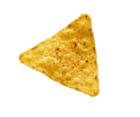Fototapeta premium Single spicy tortilla chip snack isolated on transparent background