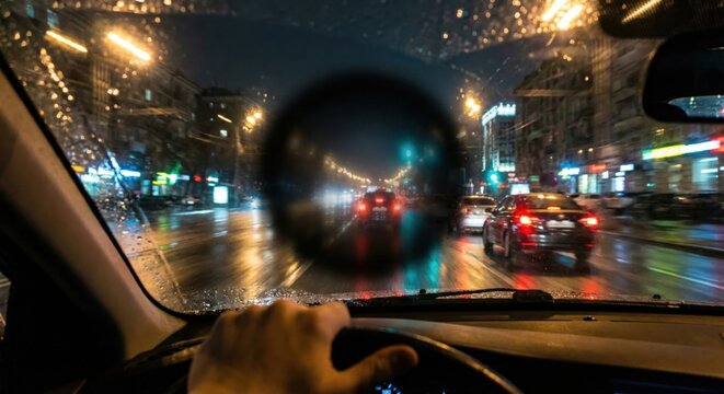 Macular degeneration vision loss from driver POV at night
