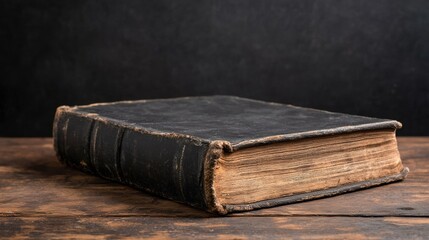 An old black book with a worn cover.