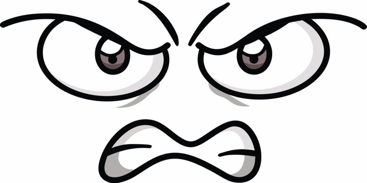Cartoon illustration of an angry face with furrowed brows and a frown