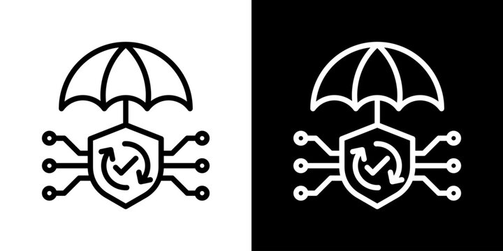 Insurance Icon Set Vector Collection Isolated In Black And White