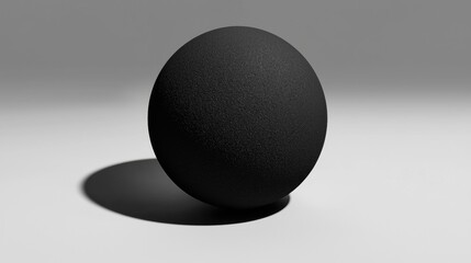 A 3D rendered black sphere with a textured surface.
